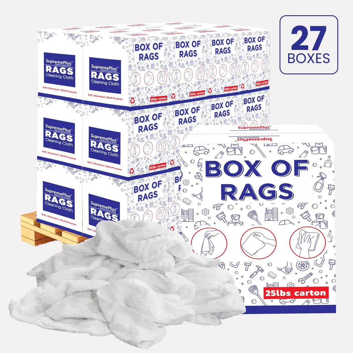 Bulk White Terry Towel Cleaning Rags – 675 lbs. Pallet - 27 x 25 lbs ...