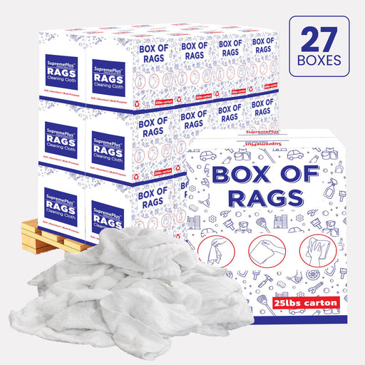 New White Terry Towel Cleaning Rags – 675 lbs Pallet – 27 x 25 lbs Boxes – Wiping Hub