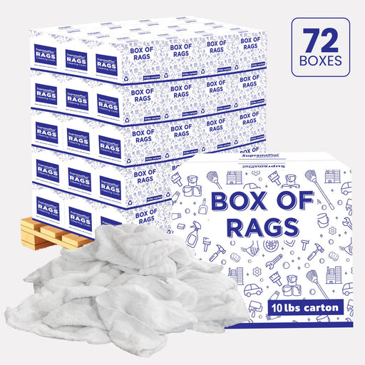New White Terry Towel Cleaning Rags – 720 lbs Pallet – 72 × 10 lbs Boxes – Wiping Hub
