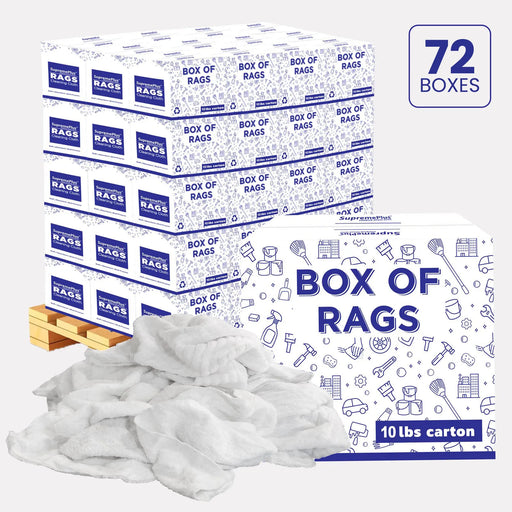 New White Terry Towel Cleaning Rags – 720 lbs. Pallet - 72 x 10 lbs. Boxes - Wiping Hub