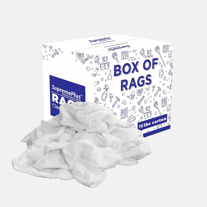 New White Terry Towel Cleaning Rags - 10 lbs. Box - Wiping Hub