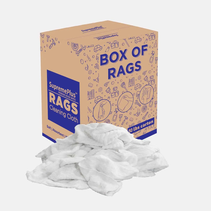New White Terry Towel Cleaning Rags – 50 lbs. Box - Wiping Hub
