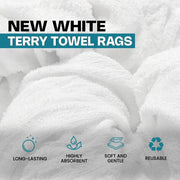 Bulk White Terry Towel Cleaning Rags – 675 lbs. Pallet - 27 x 25 lbs. Boxes - Wiping Hub