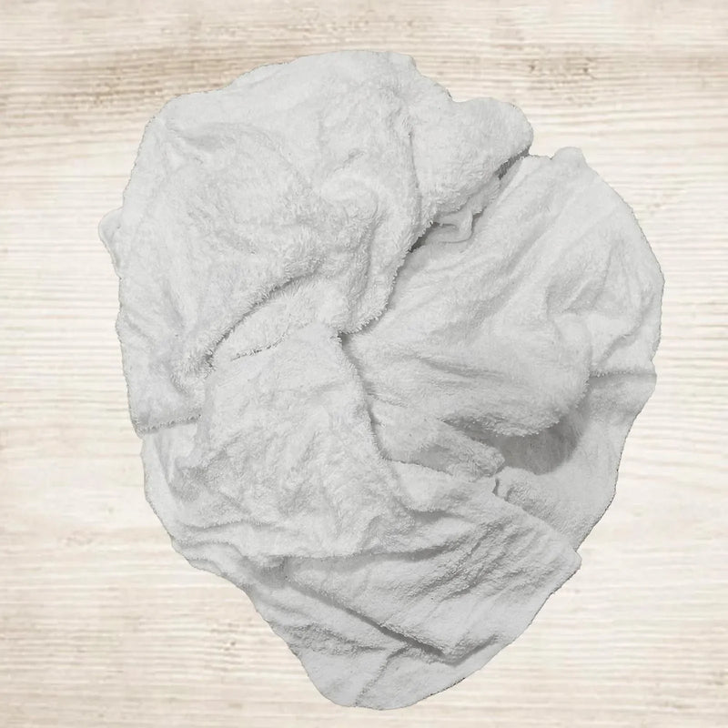 Bulk White Terry Towel Cleaning Rags – 675 lbs. Pallet - 27 x 25 lbs. Boxes - Wiping Hub