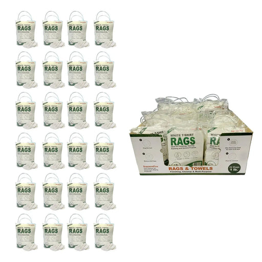 New White T-Shirt Rags - 1 lb. Bag  - Pack of 24