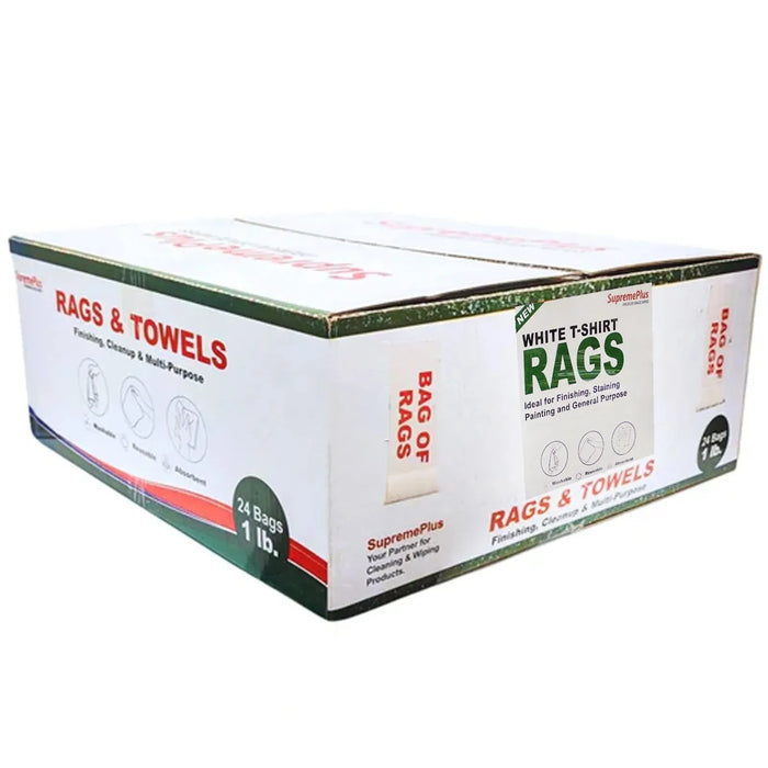 New White T-Shirt Rags - 1 lb. Bag  - Pack of 24