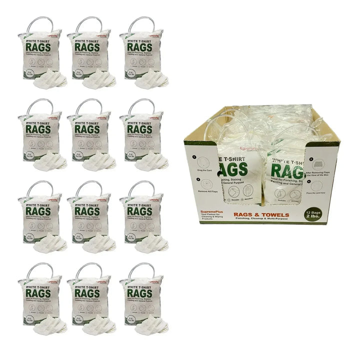New Premium White Washed T-Shirt Rags - Wiping Hub