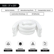 Oil-Only Sorbent Poly Socks - 3" x 20" - Wiping Hub