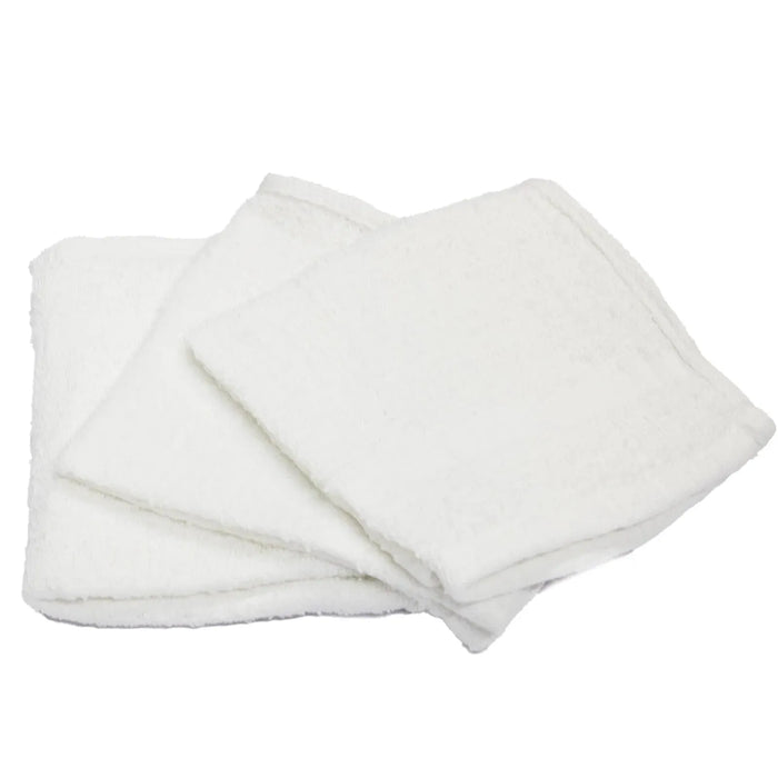 Economy White Wash Cloth Towels - 12" x 12"