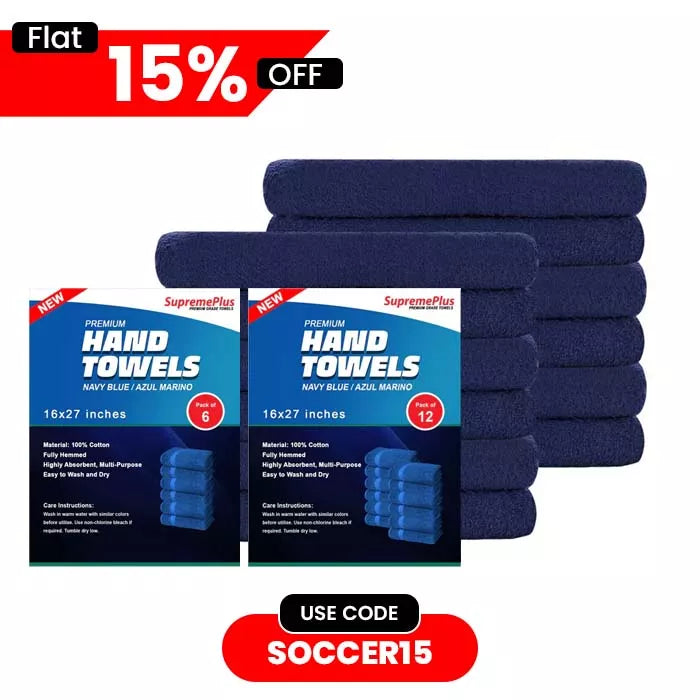 Premium Blue Hand Towels - 16" x 27"