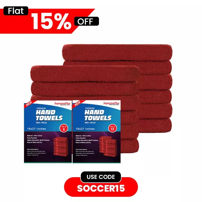Premium Red Hand Towels - 16" x 27"