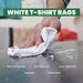 White recycled knit T-shirt industrial towel from Wiping Hub, ideal for cleaning and wiping tasks in industrial settings.