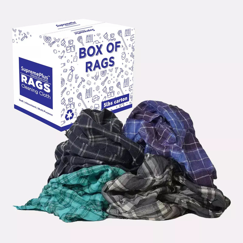 Recycled Color Flannel Cleaning Rags - 5 lbs. Box