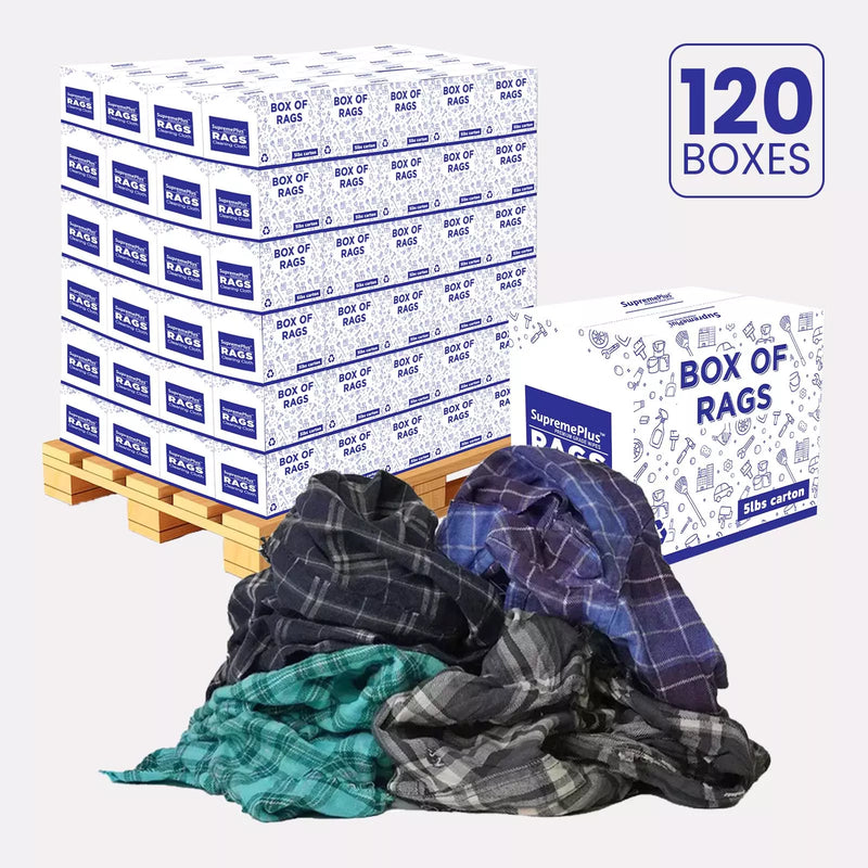 Recycled Color Flannel Cleaning Rags - 600 lbs. Pallet - 120 x 5 lbs. Boxes