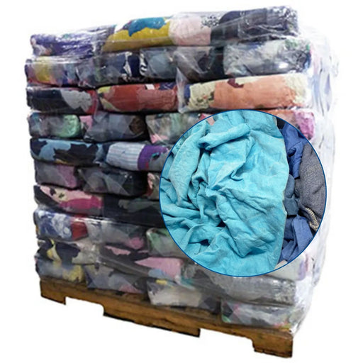Recycled Color Knit T-Shirt Cleaning Rags - 1000 lbs. Pallet - 40 x 25 lbs. Bags - Wiping Hub