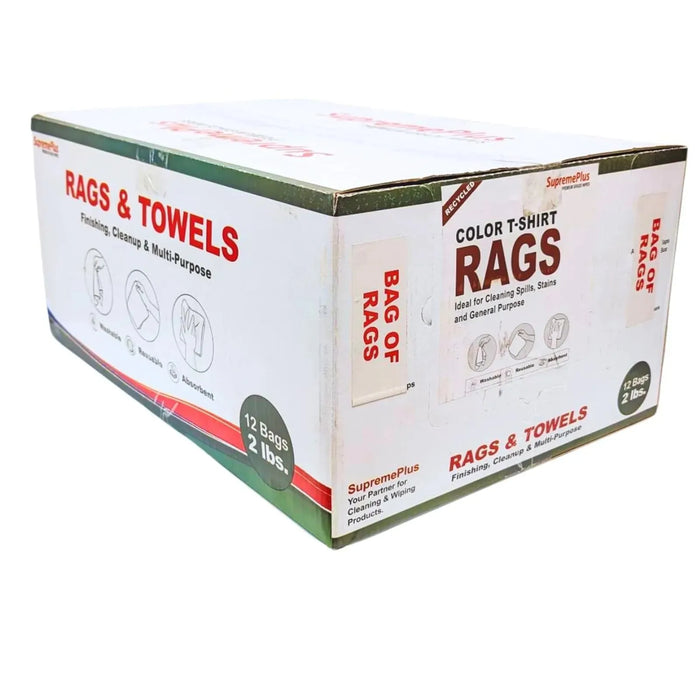 Recycled Color Knit T-Shirt Rags - 2 lbs. Bag (Pack of 12) - Wiping Hub