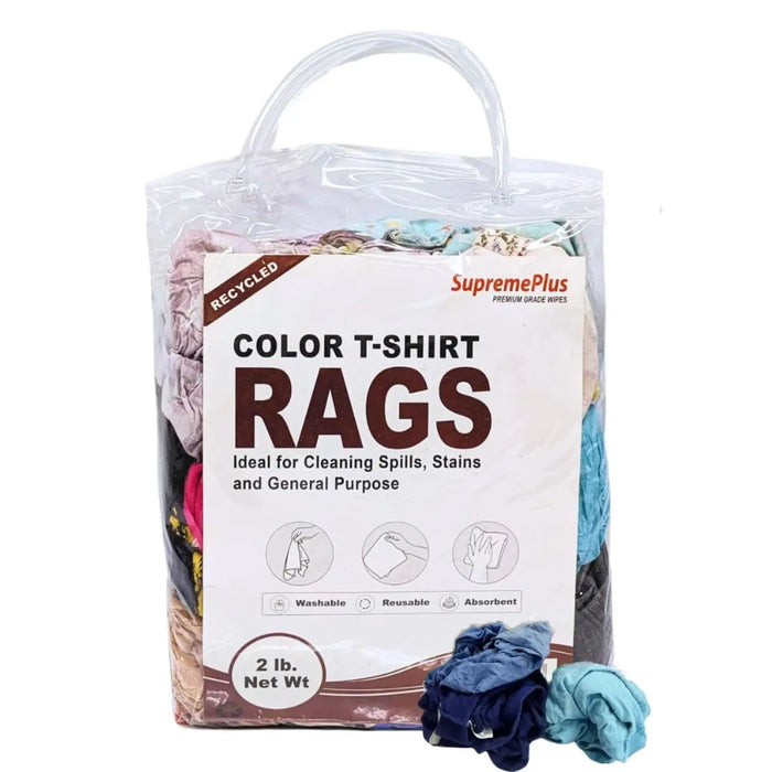 Recycled Color Knit T-Shirt Rags - 2 lbs. Bag - Wiping Hub