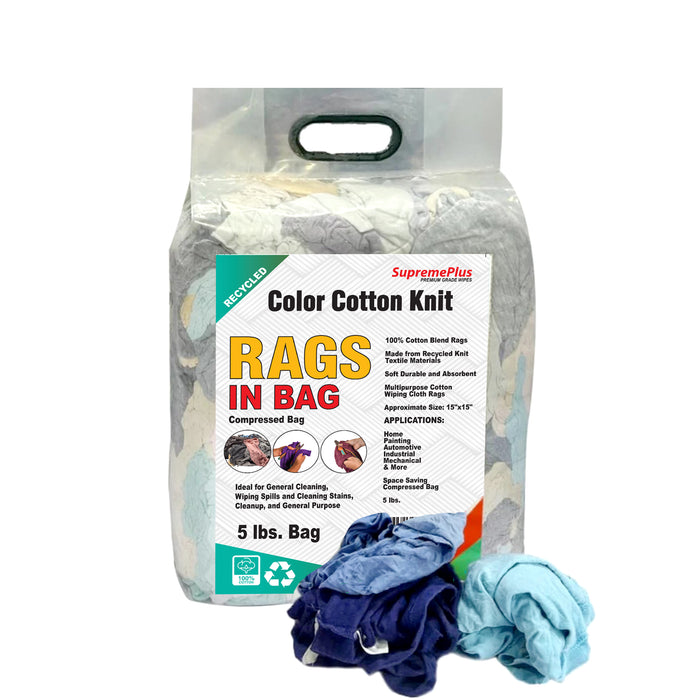 Recycled Color Knit T-Shirt Rags - 5 lbs. Bag - Wiping Hub