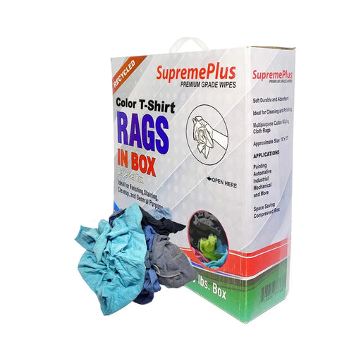 Recycled Color Knit T-Shirt Rags - 5 lbs. Compressed Box - Wiping Hub