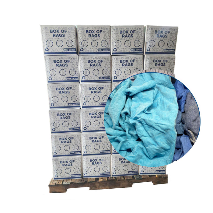 Recycled Color Knit T-Shirt Rags - 600 lbs. Pallet -  120 x 5 lbs. Box - Wiping Hub