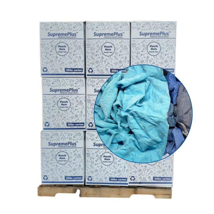 Recycled Color Knit T-Shirt Rags - 675 lbs. Pallet -  27 x 25 lbs. Box - Wiping Hub