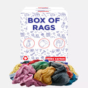 Recycled color knit T-shirt cleaning rags from Wiping Hub, 25lbs box, ideal for wiping and cleaning tasks