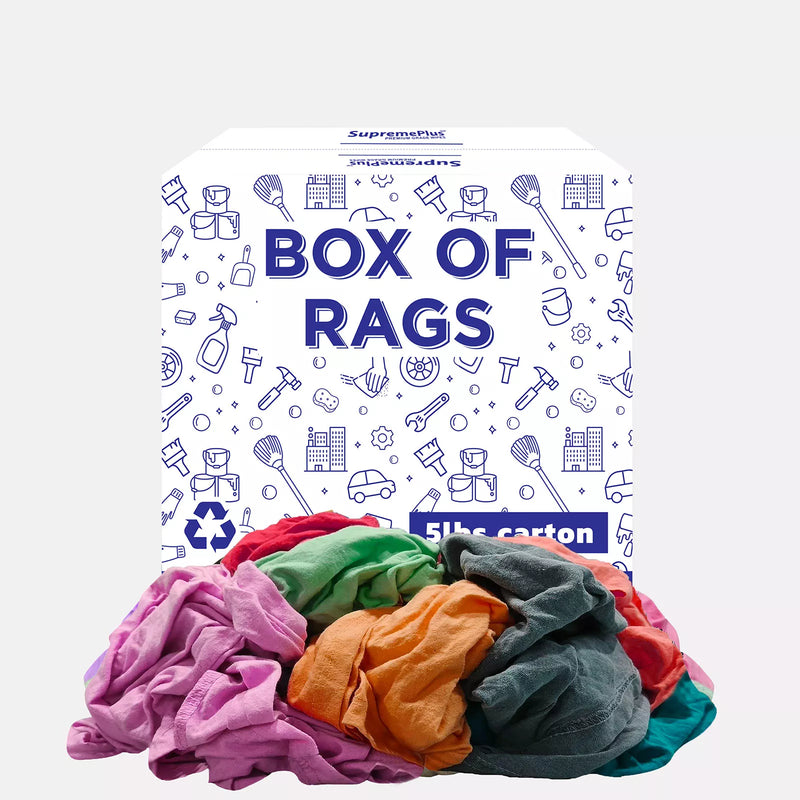 Recycled color knit T-shirt cleaning rags from Wiping Hub, soft, durable wiping rags for cleaning and industrial use.