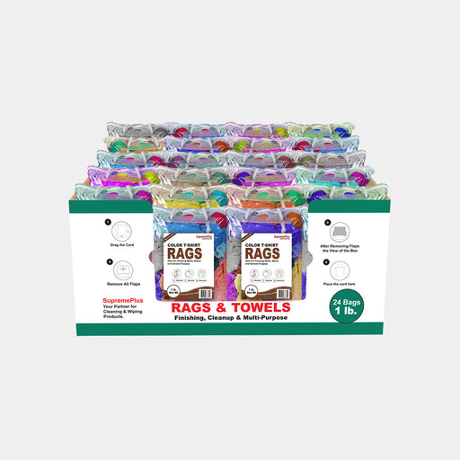 Recycled Color Knit Cleaning Rags - Polybags Master Carton - 1 lb Pack of 24