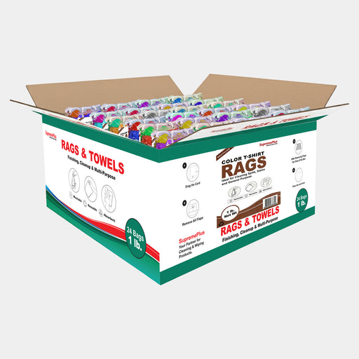 Recycled Color Knit Cleaning Rags - Polybags Master Carton - 1 lb Pack of 24