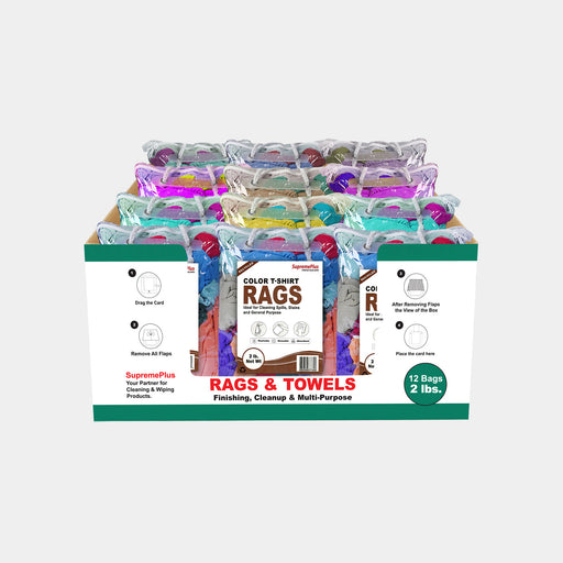 Recycled Color Knit Cleaning Rags - Polybags Master Carton - 2 lbs Pack of 12