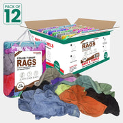 Recycled Color Knit T-Shirt Cleaning Rags - 2 lbs. Bag - Pack of 12 - Wiping Hub