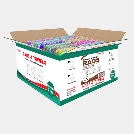 Recycled Color Knit Cleaning Rags - Polybags Master Carton - 2 lbs Pack of 12