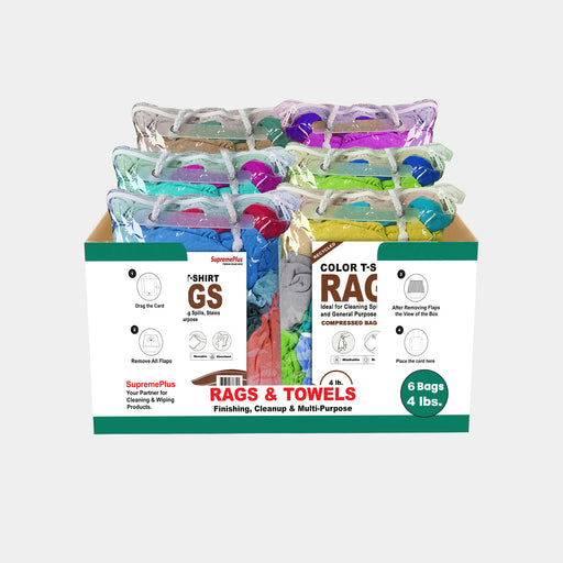 Recycled Color Knit Cleaning Rags - Polybags Master Carton - 4 lbs Pack of 6