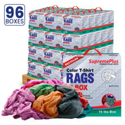 Recycled color knit T-shirt cleaning rags by Wiping Hub, compressed pallet of 10 lbs, ideal for wiping and cleaning tasks