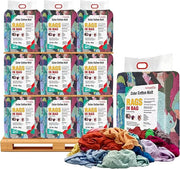Recycled color knit T-shirt cleaning rags from Wiping Hub, 25 lbs bag of versatile wiping rags for cleaning tasks.