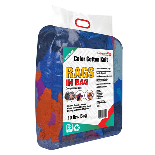 Recycled Color Knit T-Shirt Cleaning Rags - 10 lbs Bag - Wiping Hub