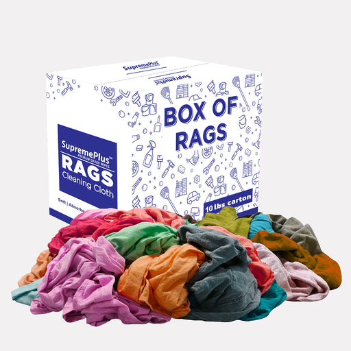 New Multicolor Knit T-Shirt Cleaning Rags - 10 lbs Box - Wiping Hub