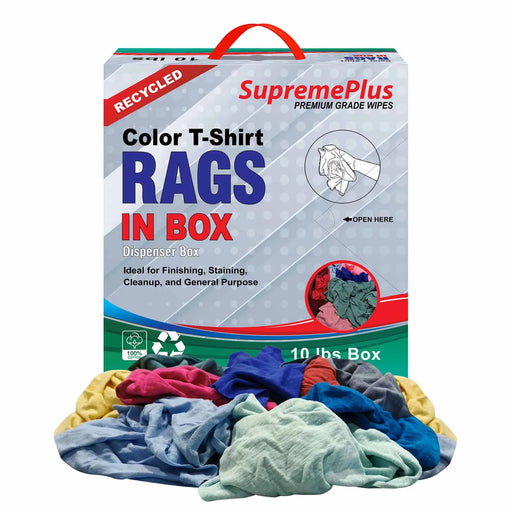 Recycled Color Knit T-Shirt Cleaning Rags - 10 lbs. Compressed Box - Wiping Hub