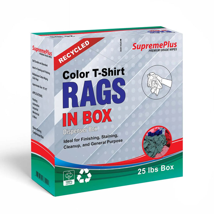 Recycled Color Knit T-Shirt Cleaning Rags - 1000 lbs. Pallet - 40 x 25 lbs. Compressed Boxes - Wiping Hub