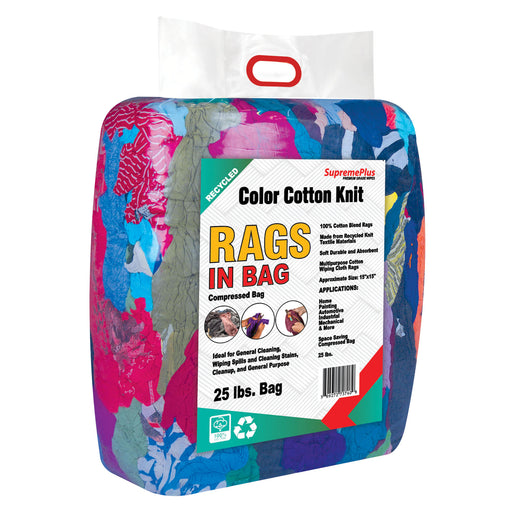 Recycled Color Knit T-Shirt Cleaning Rags - 25 lbs Bag - Wiping Hub
