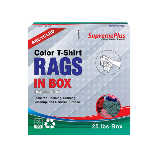 Recycled Color Knit T-Shirt Cleaning Rags - 25 lbs. Compressed Box - Wiping Hub