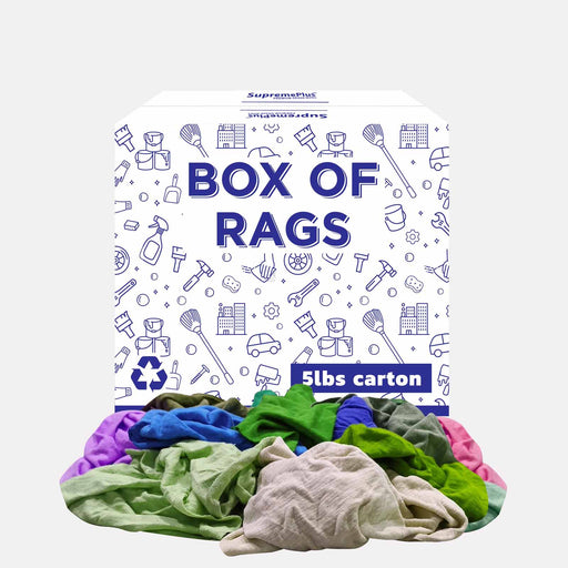 Recycled Color Knit T-Shirt Cleaning Rags - 5 lbs Box - Wiping Hub