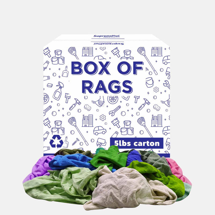 Recycled Color Knit T-Shirt Cleaning Rags - 5 lbs Box - Wiping Hub