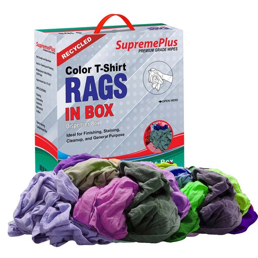 Recycled Color Knit T-Shirt Cleaning Rags - 5 lbs Compressed Box - Wiping Hub