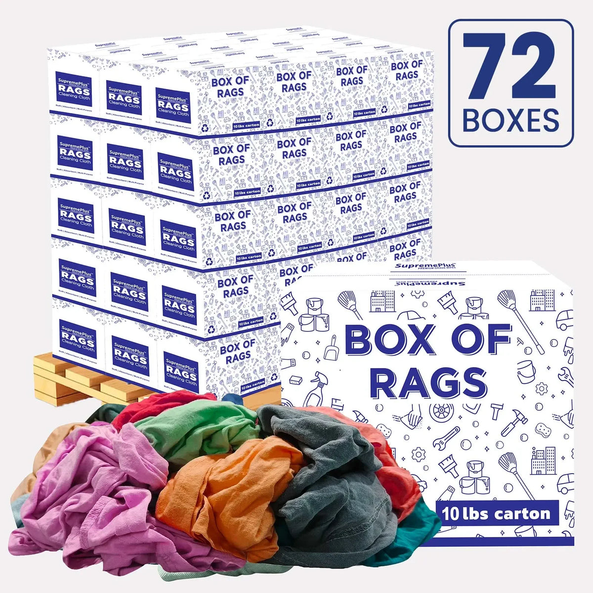 Recycled Color Knit T-Shirt Cleaning Rags - 720 lbs. Pallet - 72 x 10 ...