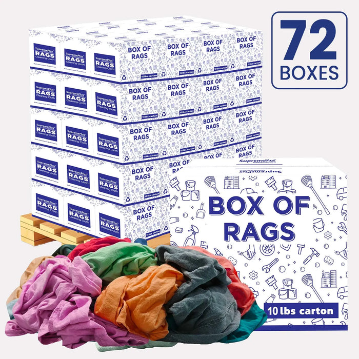 Recycled Color Knit T-Shirt Cleaning Rags - 720 lbs. Pallet - 72 x 10 lbs. Boxes - Wiping Hub