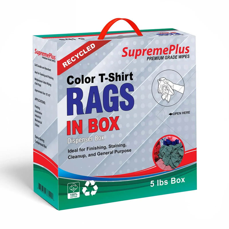 Recycled Color Knit T-Shirt Cleaning Rags - 800 lbs. Pallet - 160 x 5 lbs. Compressed Boxes - Wiping Hub