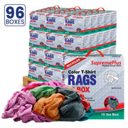 Recycled Color Knit T-Shirt Cleaning Rags - 960 lbs. Pallet - 96 x 10 lbs. Compressed Boxes - Wiping Hub