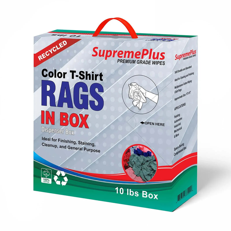 Recycled Color Knit T-Shirt Cleaning Rags - 960 lbs. Pallet - 96 x 10 lbs. Compressed Boxes - Wiping Hub