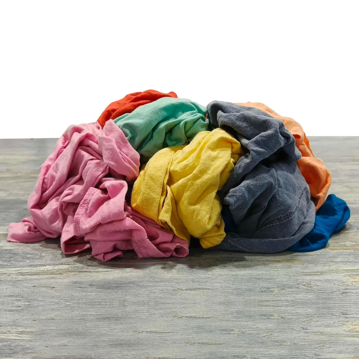 Recycled Color Knit T-Shirt Cleaning Rags - 600 lbs. Pallet - 12 x 50 lbs. Boxes - Wiping Hub